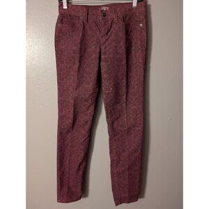 Ann Taylor LOFT Modern Skinny Pants 25/0 Purple Jacquard Stretch Corduroy